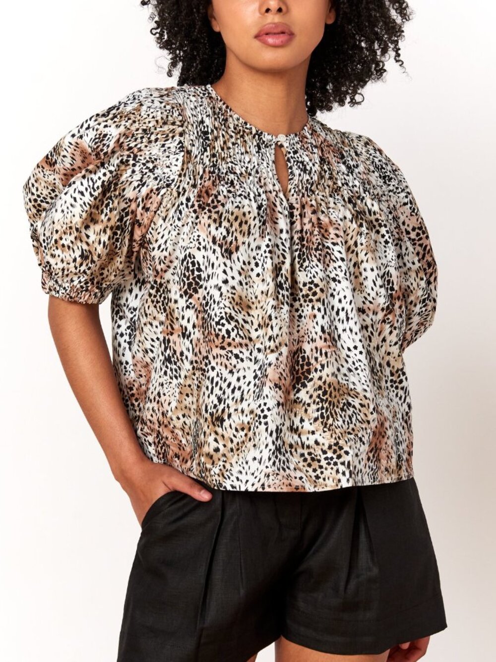 Sea New York Lana Puff Sleeve Trapeze Top 100% Cotton Size XS MSRP $395